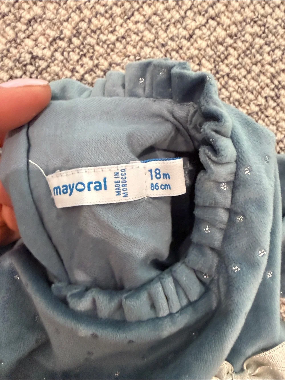 Mayoral Teal Velvet Dress with Sparkle Detail